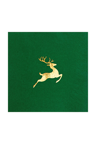 Story 33x33 سم ورقة ذهبية منقوشة على شكل غزال عيد الميلاد 16 قطعة مناديل ورقي...