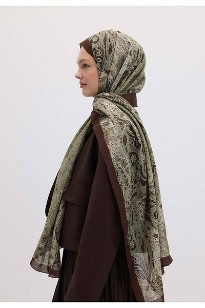 Fresh Elora Patterned Shal - Military Khaki