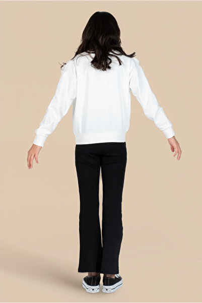 Kyron Λεπτομερές λευκό κοριτσίστικο φούτερ από 100% βαμβακερό βολάν