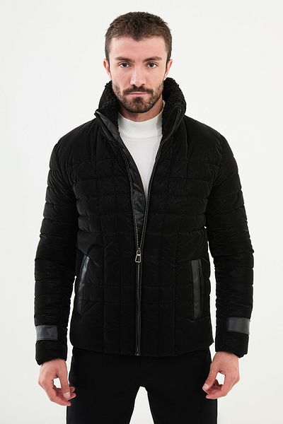 Mcr Quilted Slim Fit Fur Collar Men's Coat Black - 39619.24K
