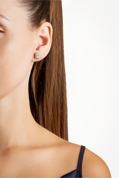 So CHIC... Baget Işıltısı 18 Ayar Beyaz Altın Kaplama Gümüş Küpe