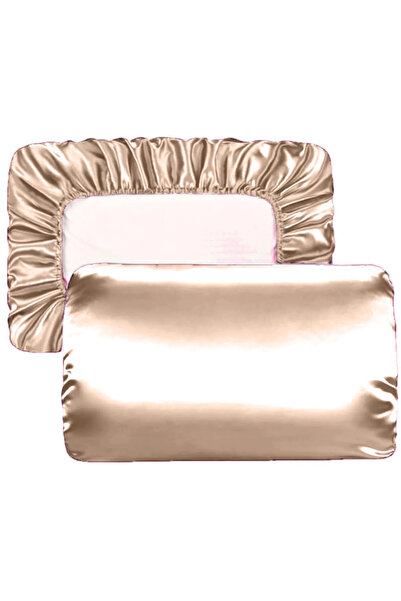 SB SizinBazar Silk Satin Beige Pillowcase - Special Elastic, Soft Hair and Sk...