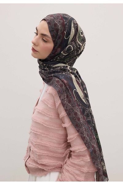 Fresh Dark Purple Paisley Pattern Etnic Shawl