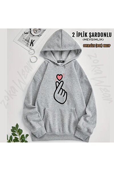 ZOKAWEAR Оверсайз-светр з капюшоном і принтом Bts Kalbi (2 нитки)