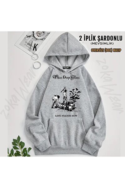 ZOKAWEAR Hanorac oversize cu glugă cu imprimeu Three Days Grace v2 (2 fire)