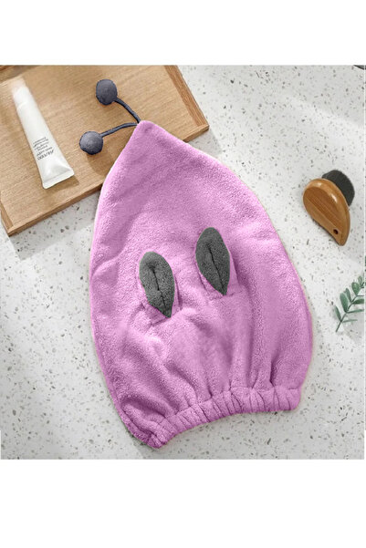 SB SizinBazar Lila Sevimli Tavşan Saç Bonesi - Saç Havlusu