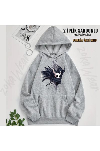 ZOKAWEAR Hollow Knight Printed Hooded Oversize Sweatshirt (2 Thread)