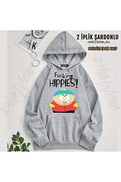 ZOKAWEAR F King Hippies! Eric Cartman Printed Hooded Oversize Sweatshirt (2 T...