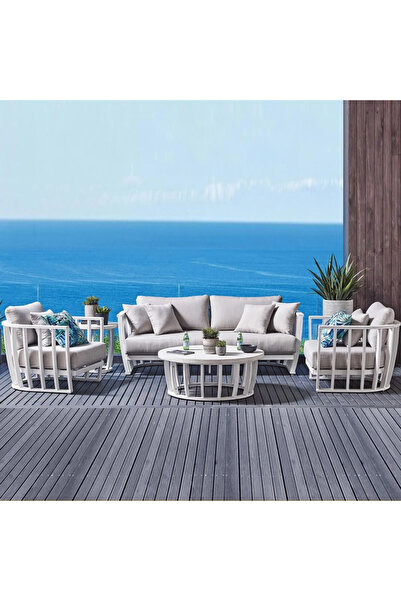 SCY Udito Dış Mekan Izgara Detaylı Bahçe Mobilyası Koltuk Takımı Bahçe Oturma...