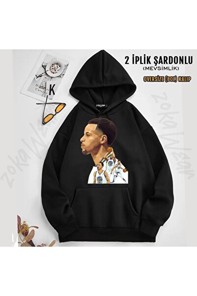 ZOKAWEAR Hanorac cu glugă cu imprimeu de baschet Stephen Curry (2 fire)