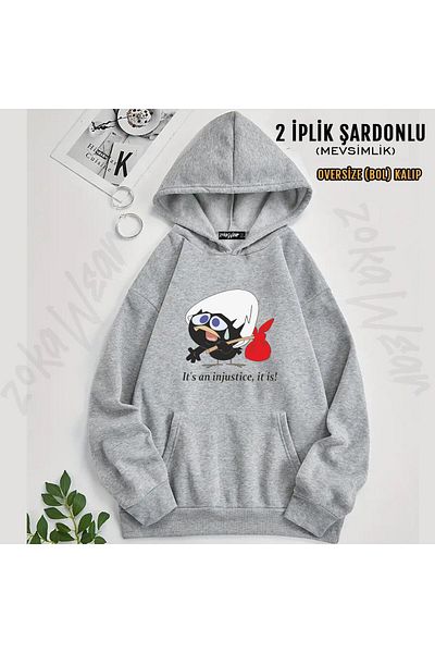 ZOKAWEAR Calimero Printed Hooded Oversize Sweatshirt (2 Thread)