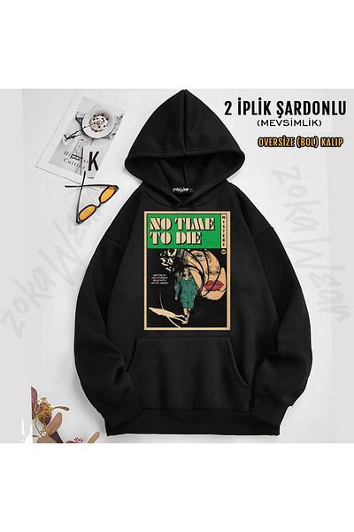 ZOKAWEAR No Time Billie Eilish Printed Hooded Sweatshirt (2 Thread)