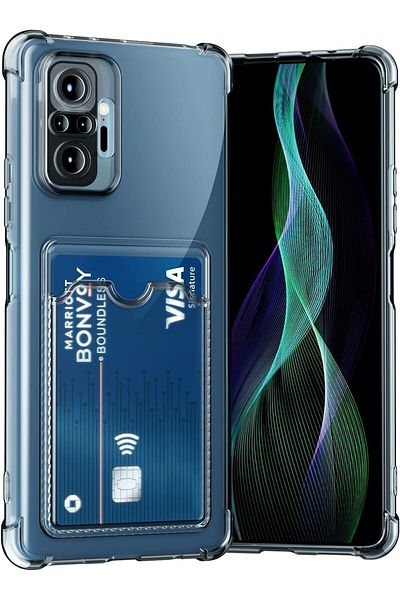 Fibaks حافظة هاتف Xiaomi Redmi Note 10 Pro لحماية الكاميرا وغطاء ممتص للصدمات مع حامل بطاقات للحماية الزاوية