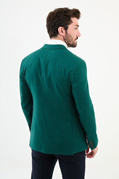 Mcr Straight Slim Fit Bag Pocket Wide Collar Punto Stitching Men's Jacket Emerald - 40393.24K