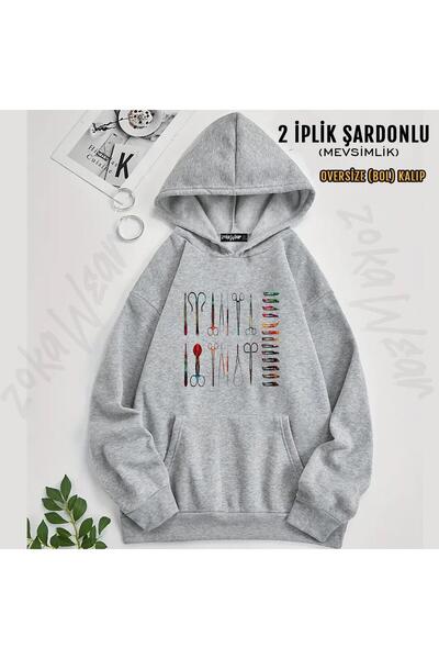 ZOKAWEAR Medicine Day X2 Printed Hooded Oversize Sweatshirt (2 Thread)