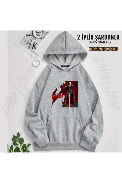 ZOKAWEAR Hanorac supradimensionat cu glugă cu imprimeu Devil May Cry v2 (2 fire)
