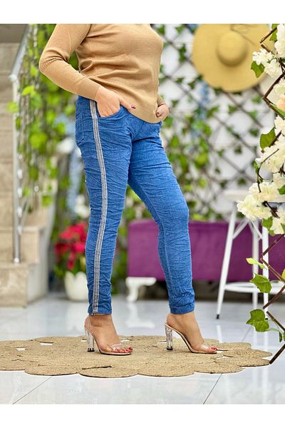 Punta Otantik P18401 Indigo Velvet Trousers - Italian Stripe