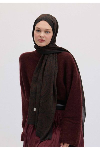 Fresh Burgundy Nedra Patterned Shawl