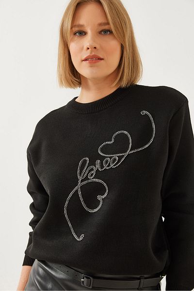 Bianco Lucci Women's Love Heart Embroidered Knitwear Sweater 14318 60351158
