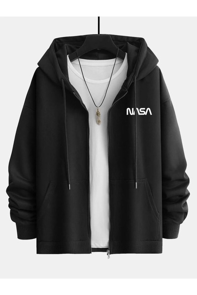 DAXİS Sportwear Company UNISEX Nasa Baskılı Fermuarlı Sweatshirt