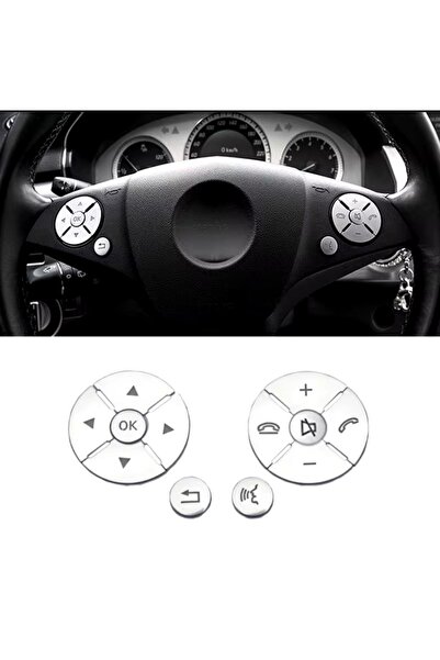 YıldızTuning غطاء مفتاح عجلة القيادة فضي من سلسلة مرسيدس C - W204 2008-2010