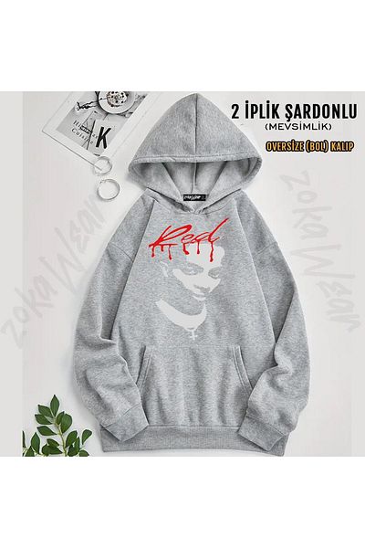 ZOKAWEAR Playboi Carti Printed Hooded Oversize Sweatshirt (2 Thread)