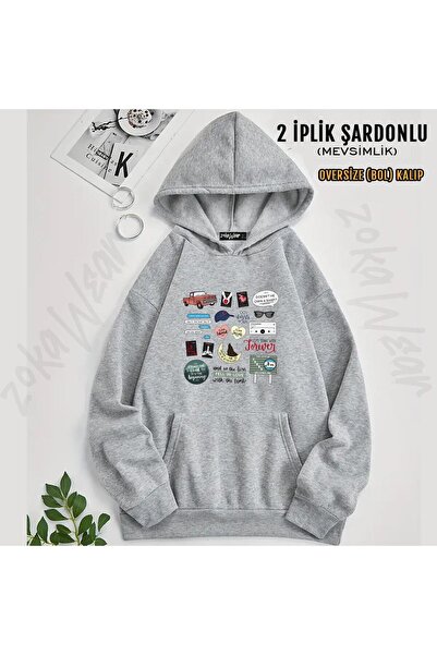 ZOKAWEAR Hanorac supradimensionat cu glugă cu imprimeu Twilight Movie And Boo...