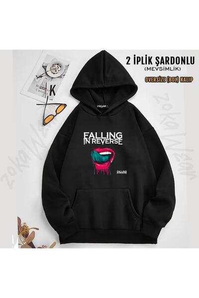 ZOKAWEAR Falling in Reverse Printed Hooded Sweatshirt (2 Thread)
