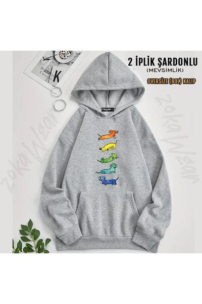 ZOKAWEAR Dresura sa akvarelnim dachshundima Štampano Sa kapuljačom Oversize k...