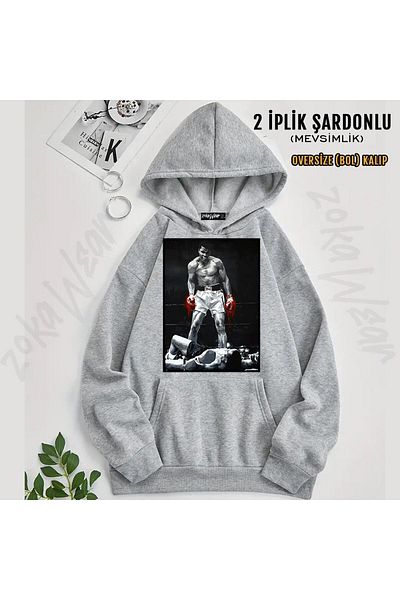 ZOKAWEAR Muhammad Ali Special Printed Hooded Oversize Sweatshirt (2 Thread)
