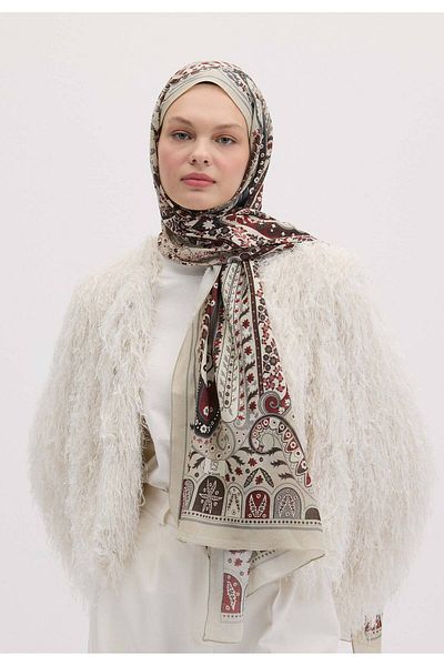 Fresh Beige Colored Valeria Patterned Shal