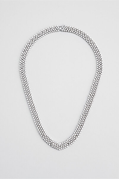 So CHIC... Emphasis 18 Ayar Beyaz Altın Kaplama Gümüş Tasarım Gerdanlık