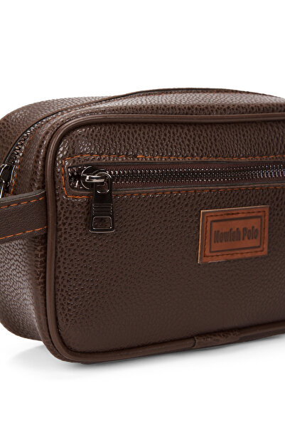 Newish Unisex Brown Vegan Leather Personal Care and Travel Bag