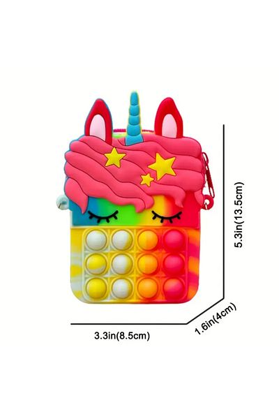 SYNOPE Silicone Cute Strap Pop-It Unicorn Girl's Wallet Purse Children's Coin Carrying Bag