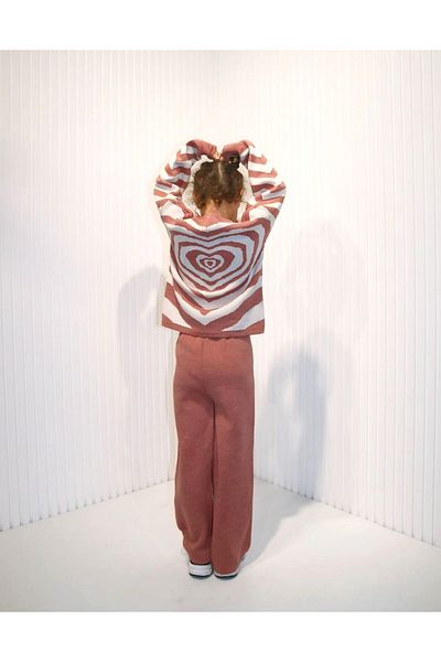 Do-Minik Girl's 2 Thread Knitwear Heart Bottom-Top Set