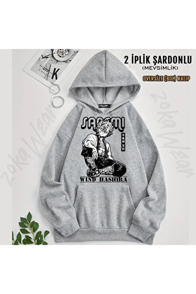 ZOKAWEAR Симпатичний Demon Slayer, Санемі Шіназугава, принтований оверсайз-светр з капюшоном (2 нитки)