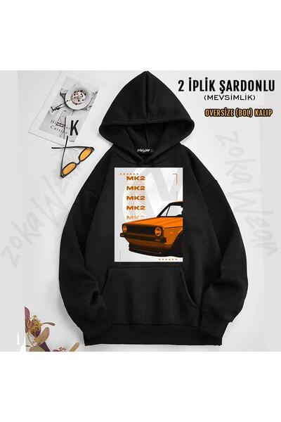 ZOKAWEAR سويت شيرت بغطاء للرأس مطبوع من فولكس فاجن جولف Mk2 (خيطان)