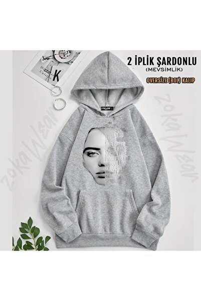 ZOKAWEAR Φούτερ με κουκούλα με κουκούλα Billie Eilish (2 κλωστές)