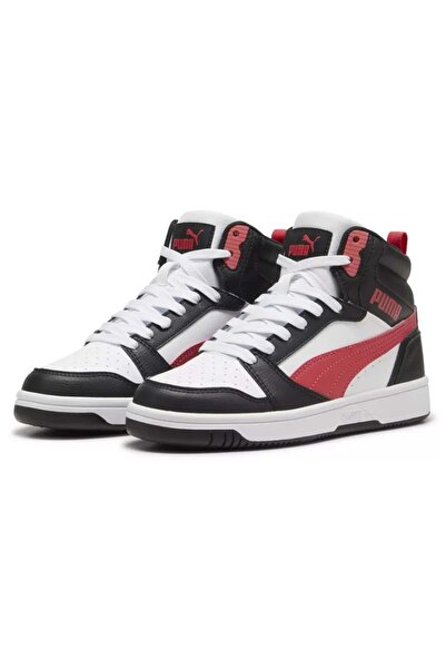 Puma Rebound V6 Mid Jr 393831 High-Top Unisex Sports Shoes White-Red
