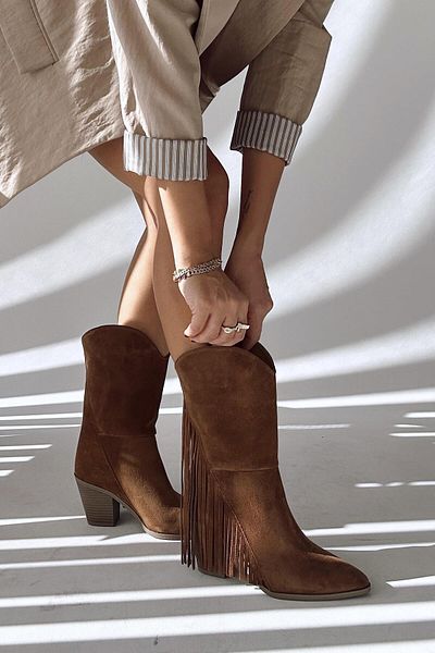 nope21shoess Μπότες Rodeo Dark Tan από γνήσιο δέρμα