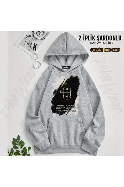 ZOKAWEAR Real Car Drift Driver Printed Hooded Oversize Sweatshirt (2 Thread)