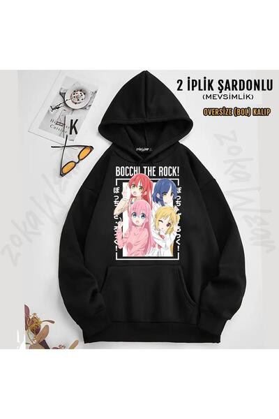 ZOKAWEAR Hanorac cu glugă cu imprimeu Bocchi The Rock 2 (2 fire)