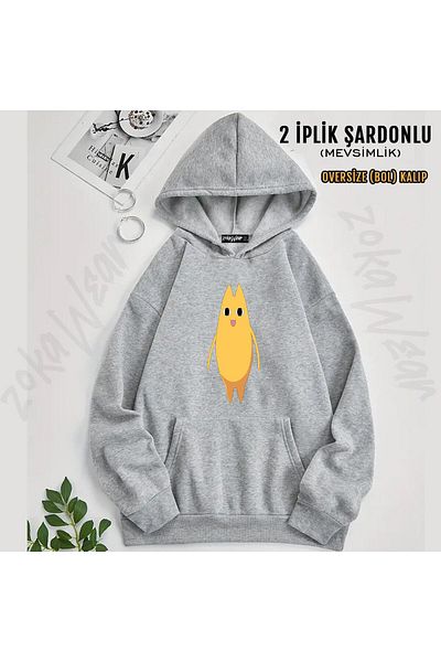 ZOKAWEAR Azumanga Daioh Printed Chiyo Chichi Oversize Hooded Sweatshirt - 2 Thread