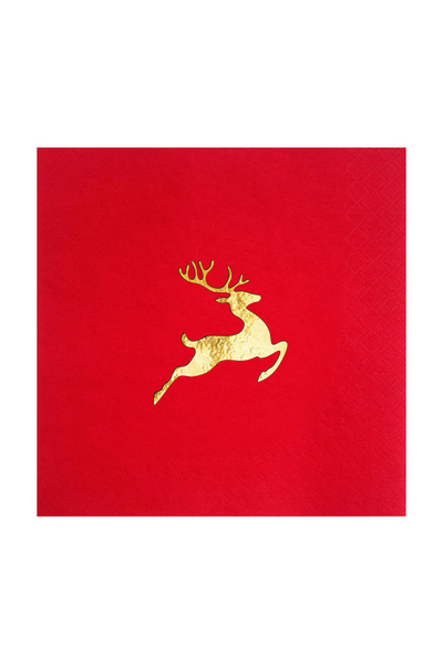 Story 33x33 سم ورقة ذهبية منقوشة على شكل غزال عيد الميلاد 16 قطعة مناديل ورقي...