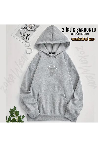 ZOKAWEAR Infected Mushroom Printed Hooded Oversize Sweatshirt (2 Thread)