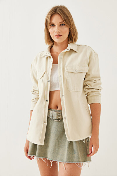 Bianco Lucci Γυναικεία φιλοταλική φούστα με φούντα Gabardine πουκάμισο 4438 60351147