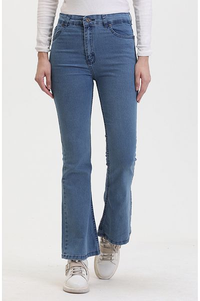 sefamerve Pantaloni evazați albaștri din denim - 2727999 -01