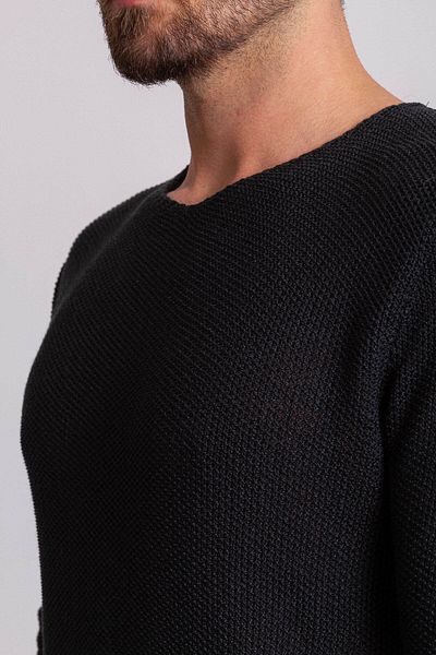Mcr Lase Slim Fit Crew Neck بأكمام طويلة للرجال تريكو أسود - 11155.18y