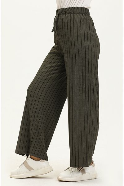 sefamerve Pantaloni largi cu dungi kaki - 8588-02
