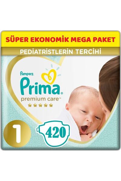 Prima Premium Care Bebek Bezi Beden:1 (2-5kg) Yeni Doğan 420 Adet Süper Ekono...